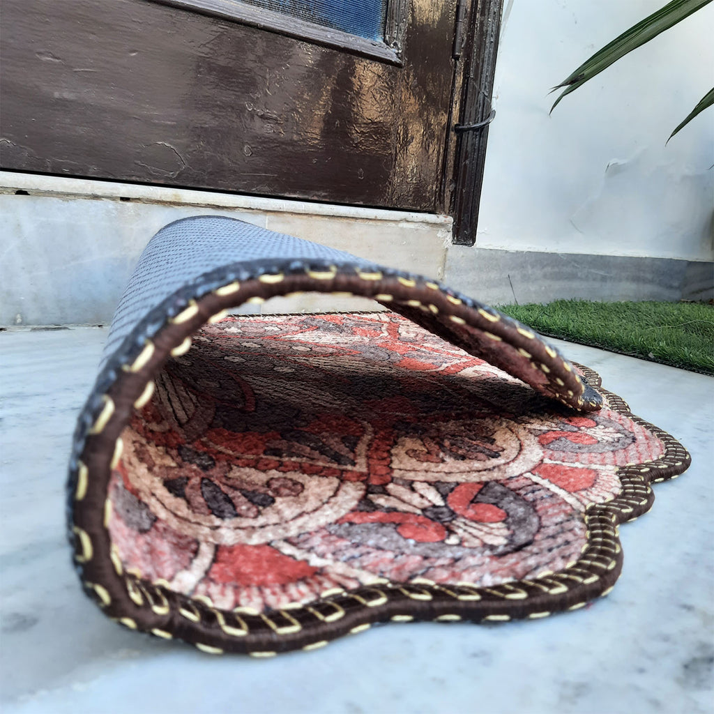 Storilane Floor Mats in Beautiful Rangoli Brown Design | Anti Slip, Durable & Washable | Outdoor & Indoor