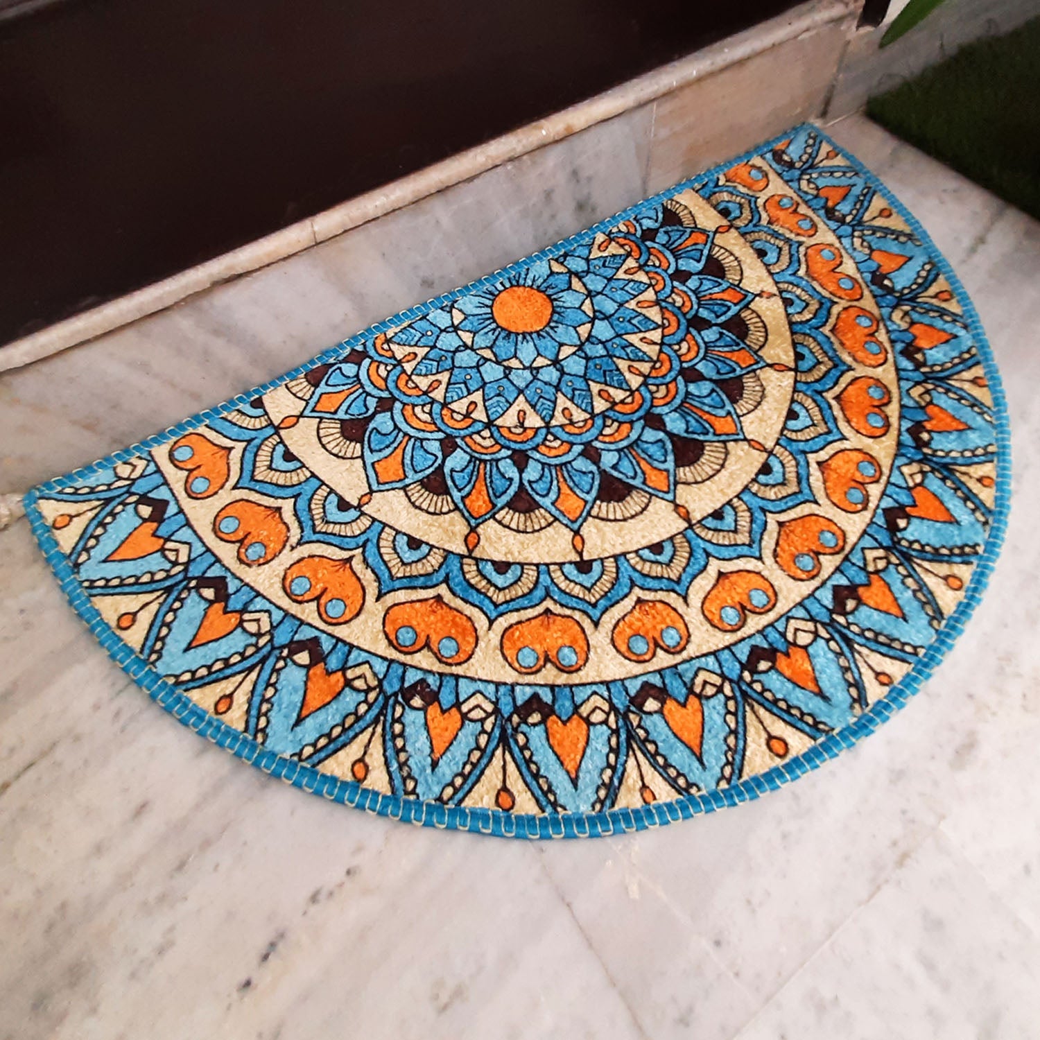 Storilane Floor Mats in Beautiful Traditional Rangoli Design | Anti Slip, Durable & Washable | Outdoor & Indoor