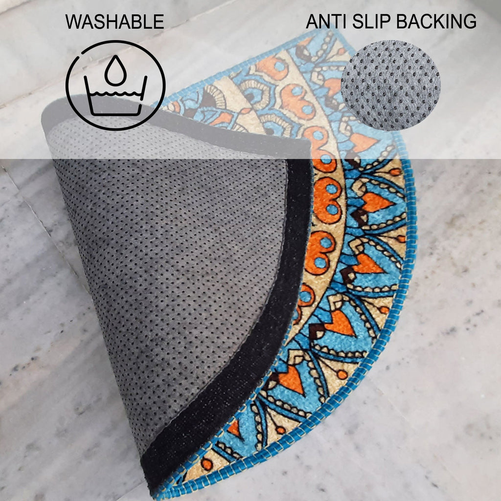 Storilane Floor Mats in Beautiful Traditional Rangoli Design | Anti Slip, Durable & Washable | Outdoor & Indoor