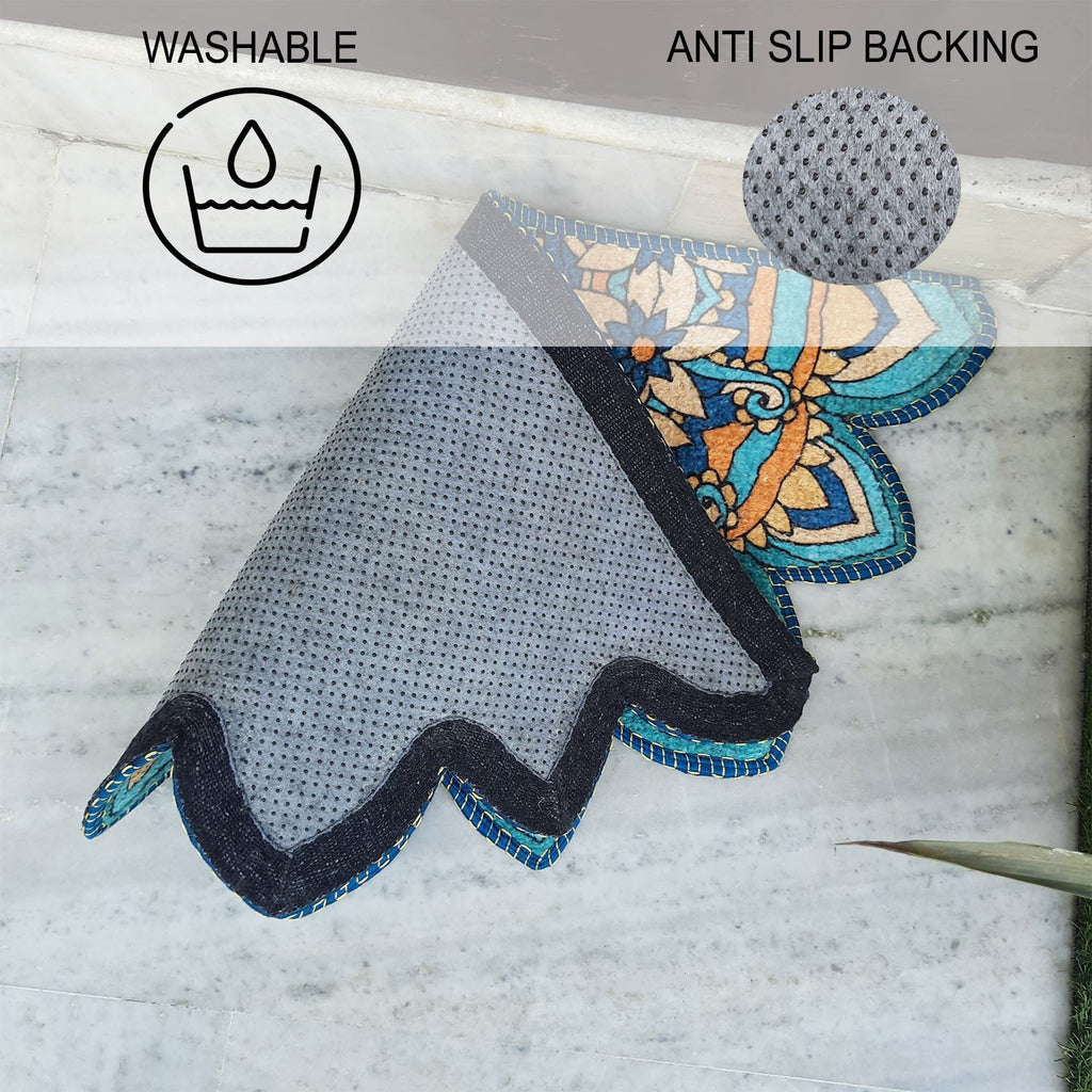 Storilane Floor Mats in Beautiful Traditional Rangoli Cutout Design | Anti Slip, Durable & Washable | Outdoor & Indoor