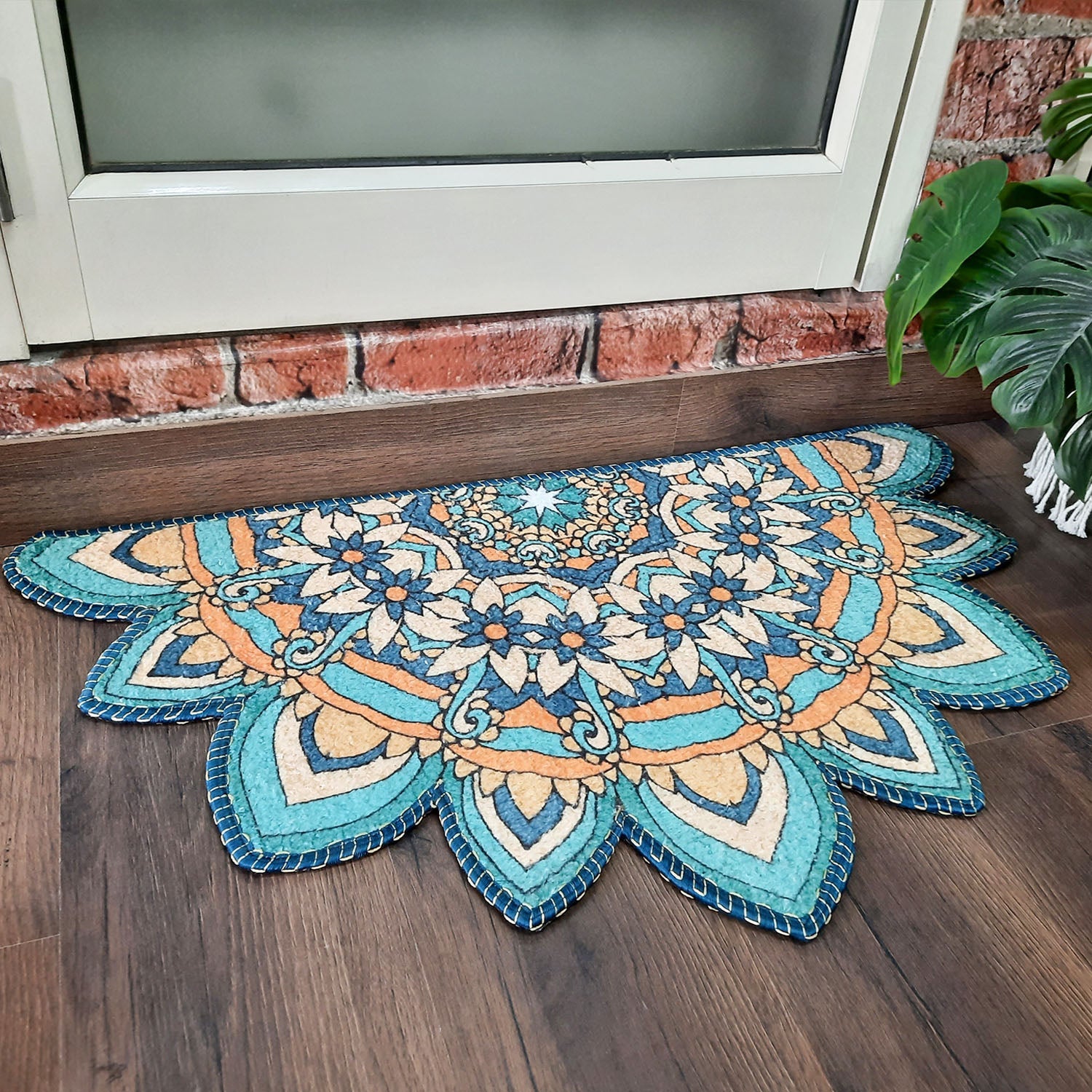 Storilane Floor Mats in Beautiful Traditional Rangoli Cutout Design | Anti Slip, Durable & Washable | Outdoor & Indoor