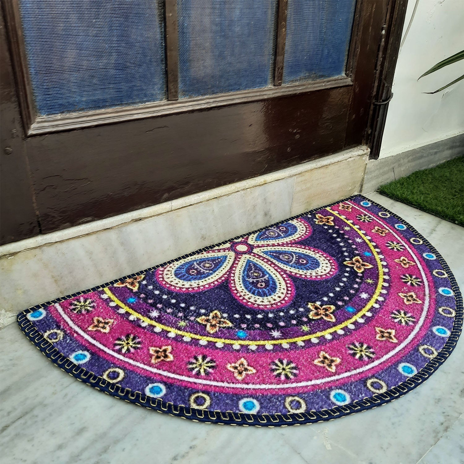 Storilane HandMade Floor Mats in Beautiful Traditional Rangoli Design | Anti Slip, Durable & Washable | Outdoor & Indoor