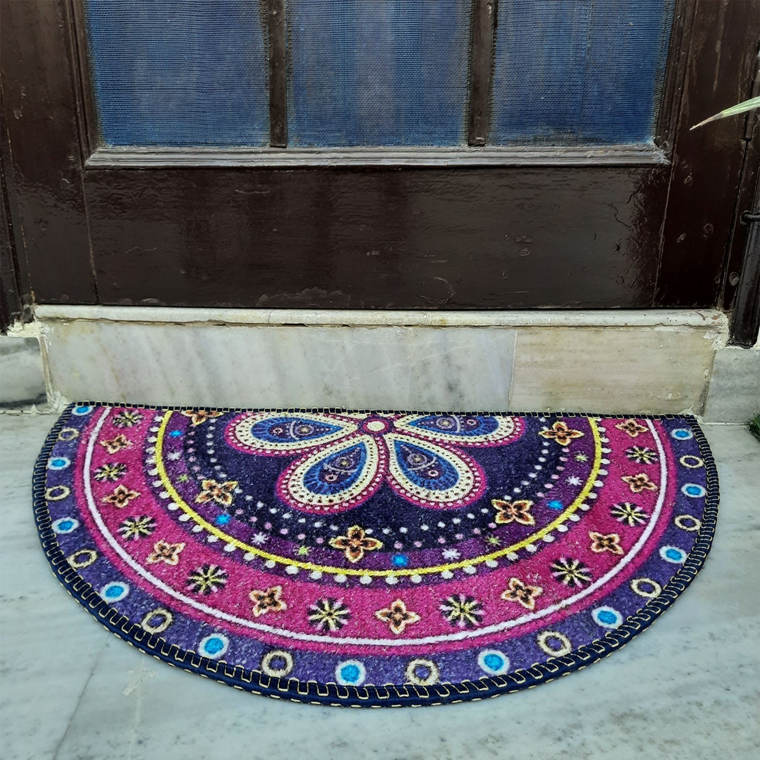 Storilane Floor Mats in Beautiful Traditional Rangoli Design | Anti Slip, Durable & Washable | Outdoor & Indoor