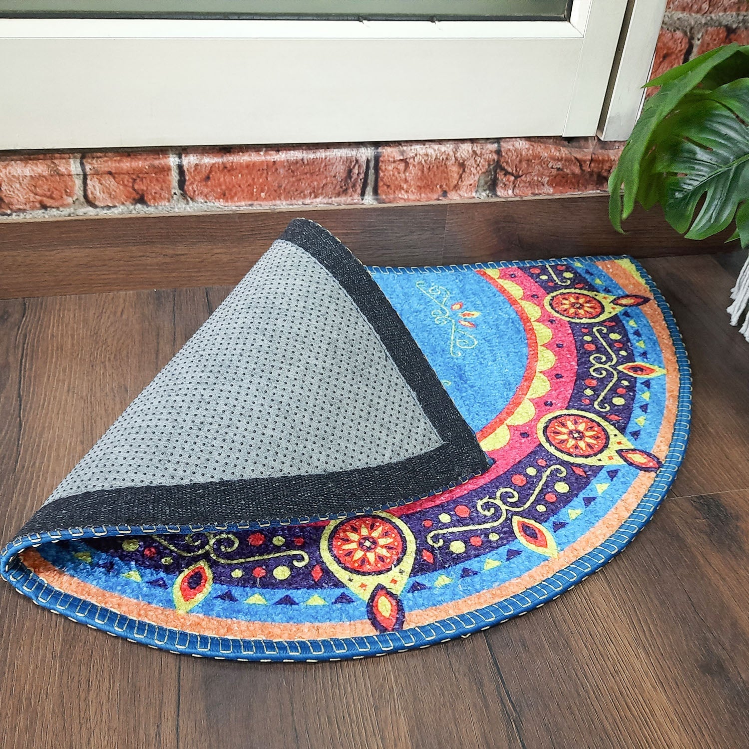 Storilane Floor Mats in Beautiful Traditional Lakshmi Padma (Feet) Design | Anti Slip, Durable & Washable | Outdoor & Indoor