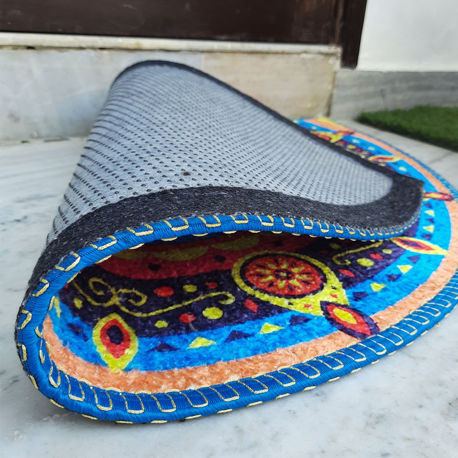Storilane Floor Mats in Beautiful Traditional Lakshmi Padma (Feet) Design | Anti Slip, Durable & Washable | Outdoor & Indoor