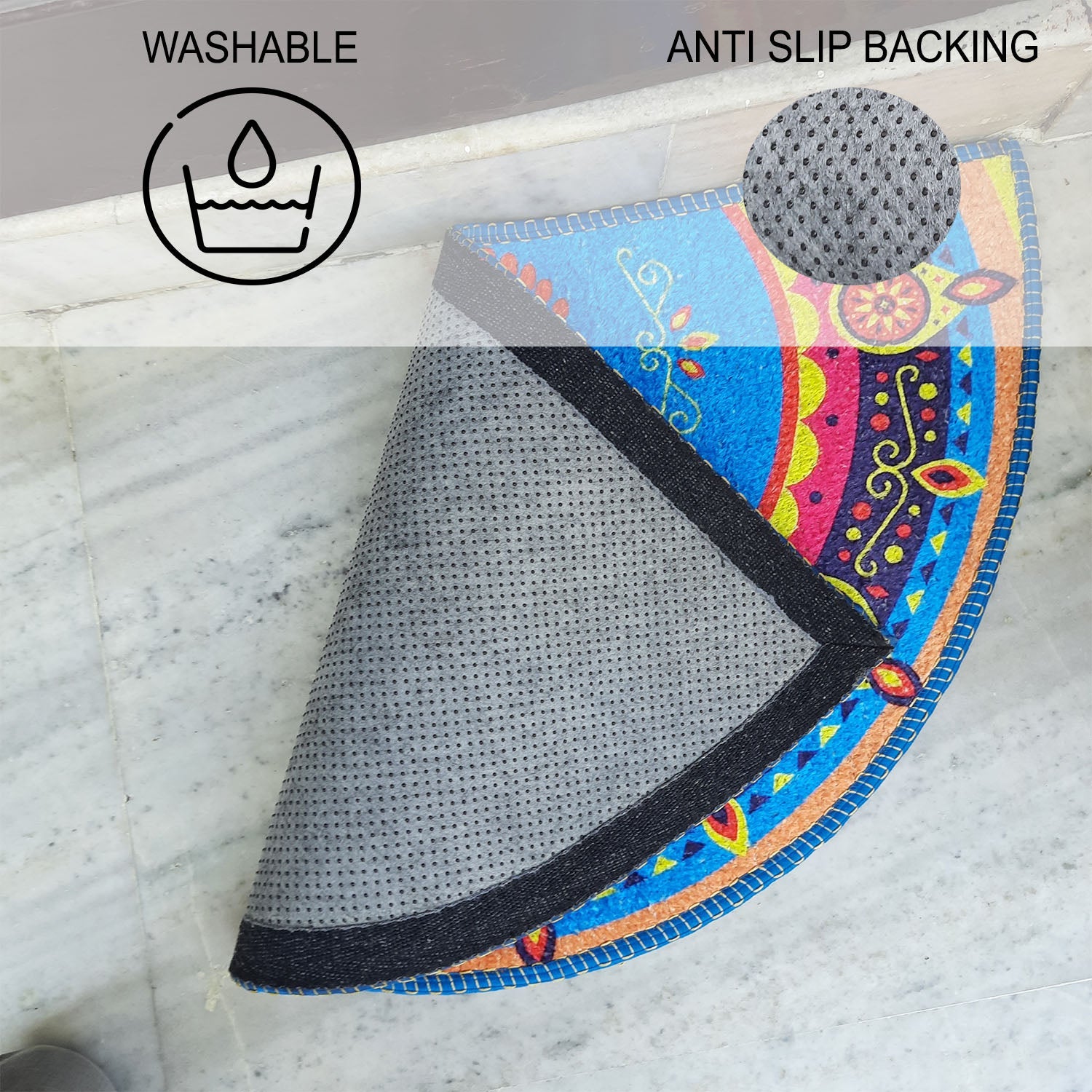 Storilane Floor Mats in Beautiful Traditional Lakshmi Padma (Feet) Design | Anti Slip, Durable & Washable | Outdoor & Indoor