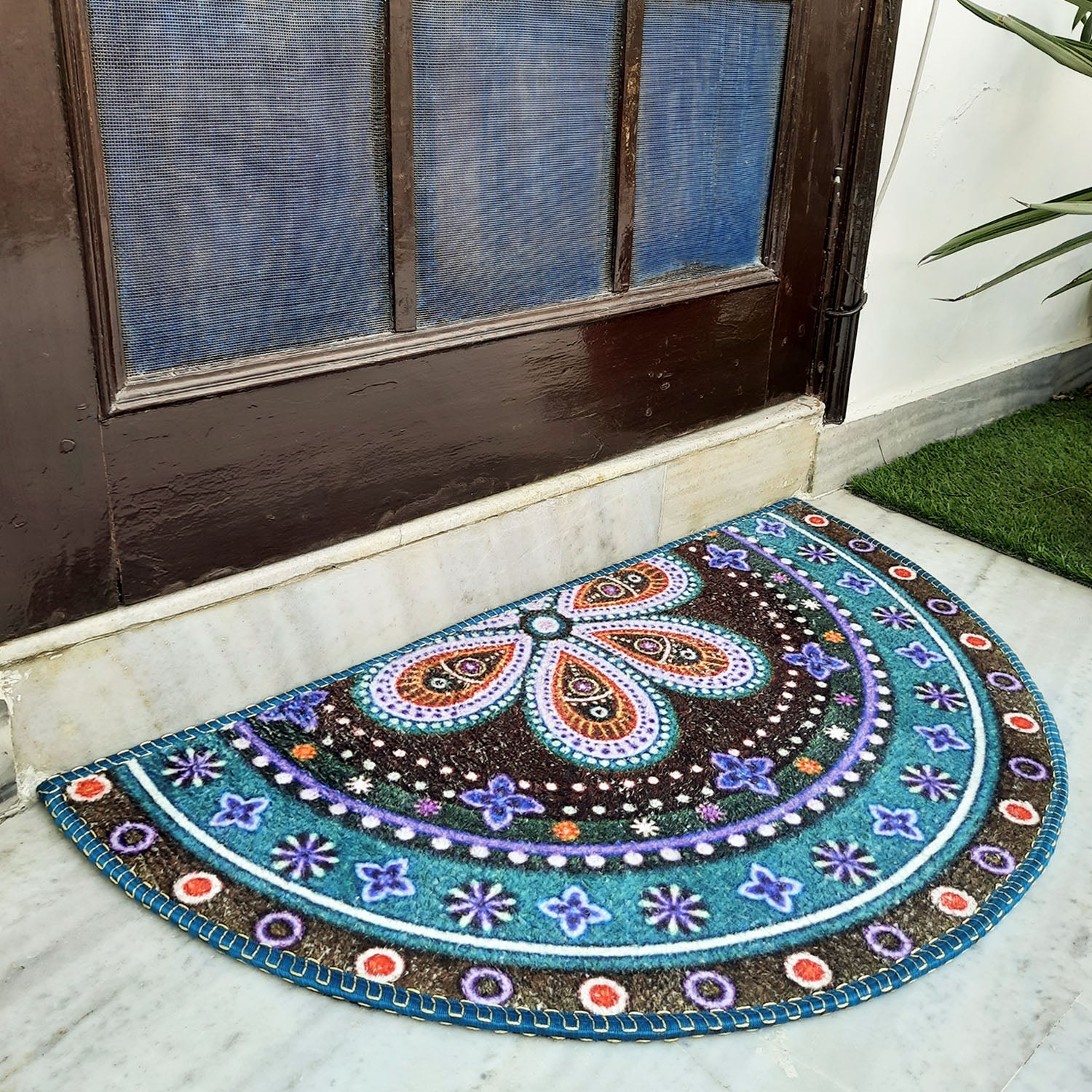 Storilane Floor Mats in Beautiful Traditional Rangoli Design | Anti Slip, Durable & Washable | Outdoor & Indoor