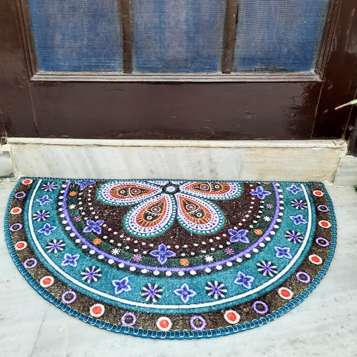 Storilane Floor Mats in Beautiful Traditional Rangoli Design | Anti Slip, Durable & Washable | Outdoor & Indoor