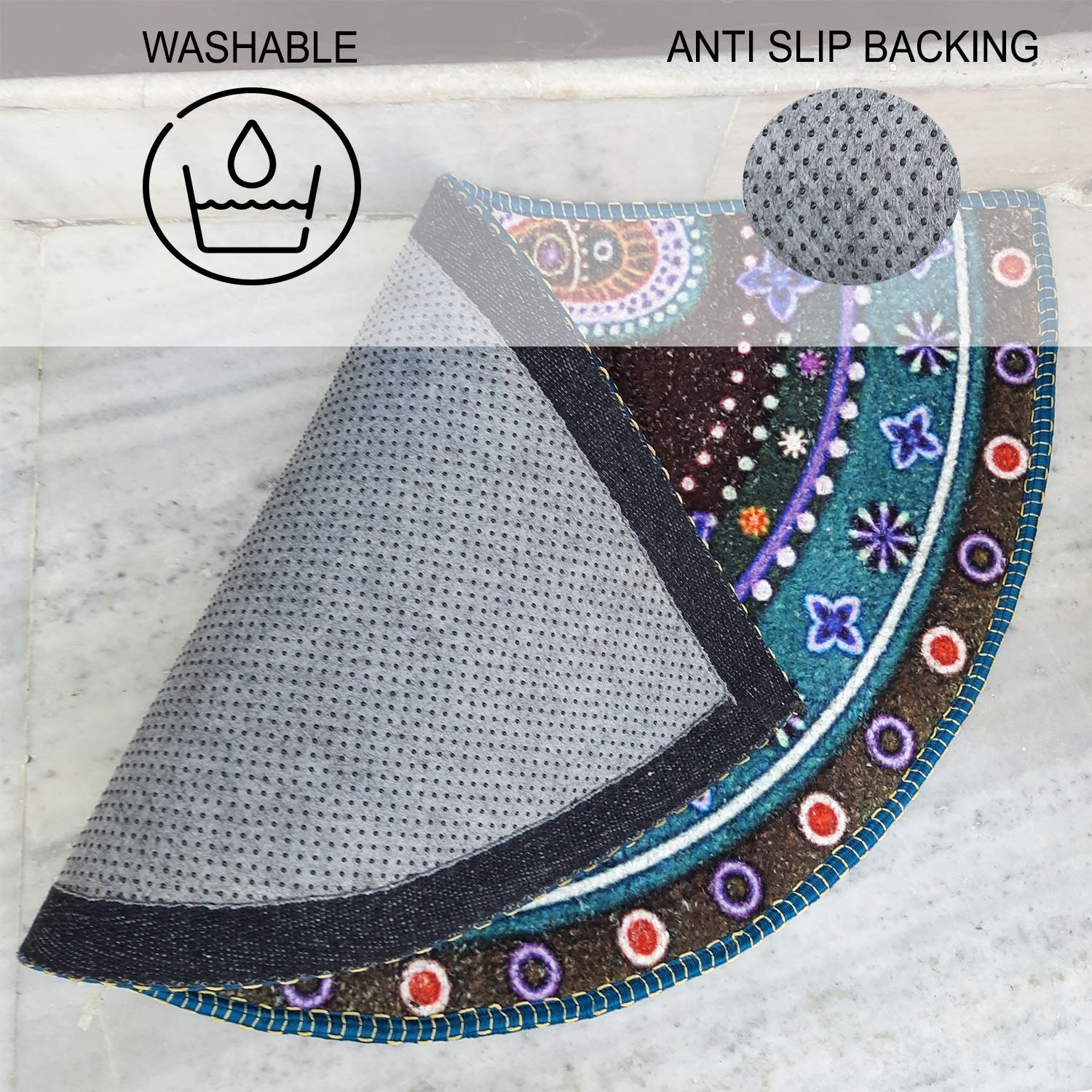 Storilane Floor Mats in Beautiful Traditional Rangoli Design | Anti Slip, Durable & Washable | Outdoor & Indoor