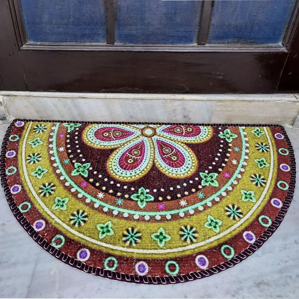 Storilane Floor Mats in Beautiful Traditional Rangoli Design | Anti Slip, Durable & Washable | Outdoor & Indoor