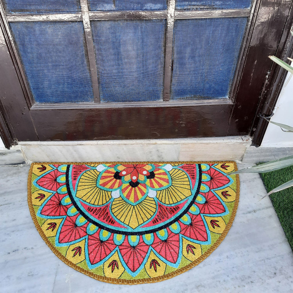 Storilane Floor Mats in Beautiful Traditional Rangoli Design | Anti Slip, Durable & Washable | Outdoor & Indoor