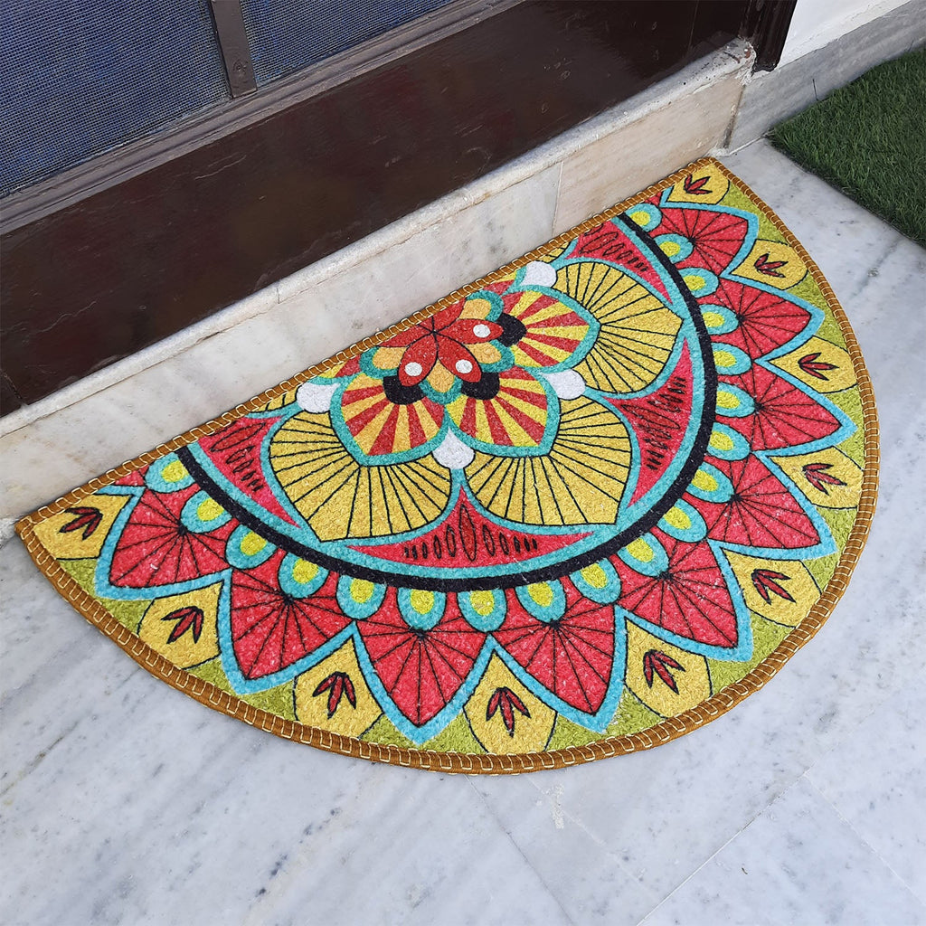 Storilane Floor Mats in Beautiful Traditional Rangoli Design | Anti Slip, Durable & Washable | Outdoor & Indoor