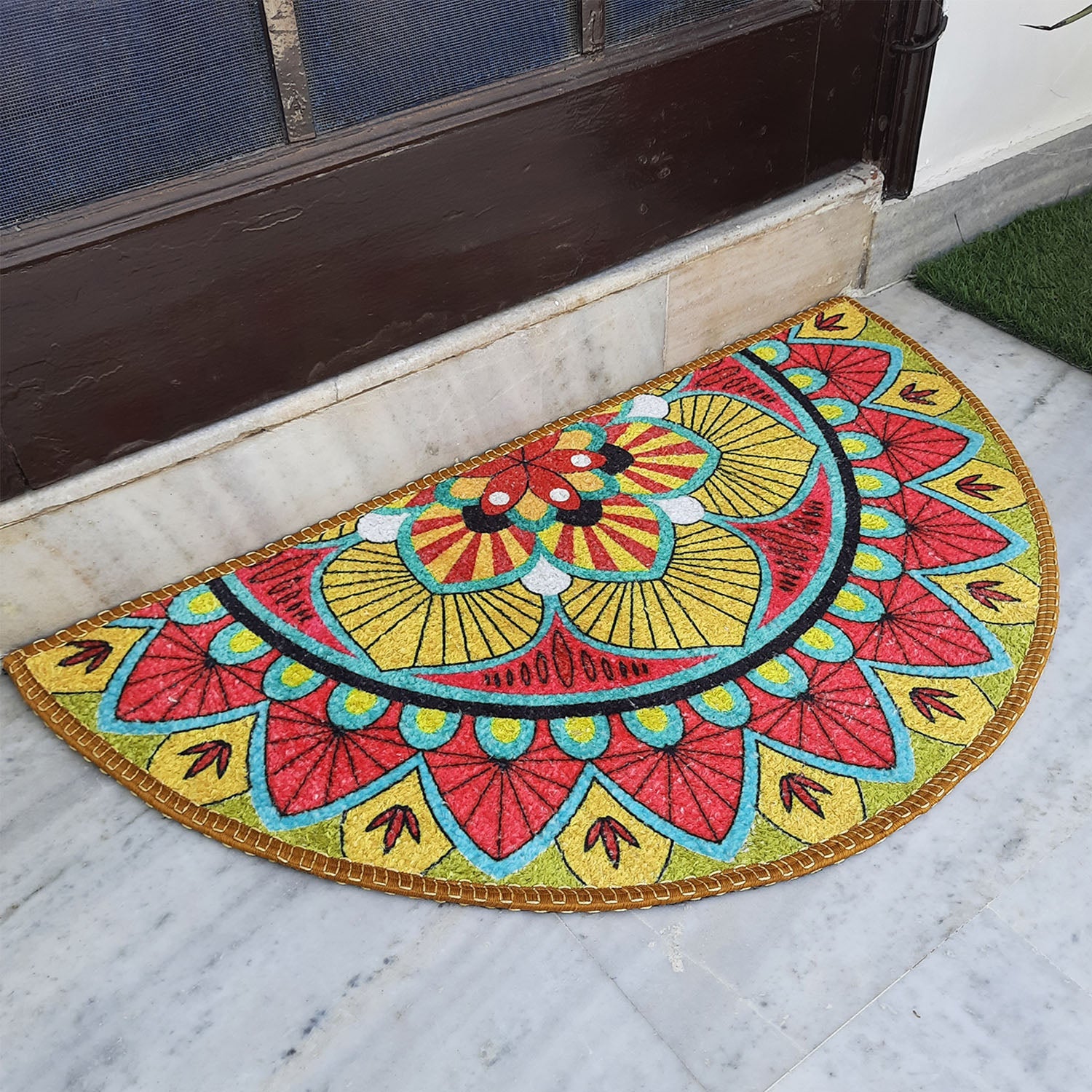 Storilane Floor Mats in Beautiful Traditional Rangoli Design | Anti Slip, Durable & Washable | Outdoor & Indoor