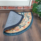 Colorful geometric welcome mat enhancing a contemporary entrance.