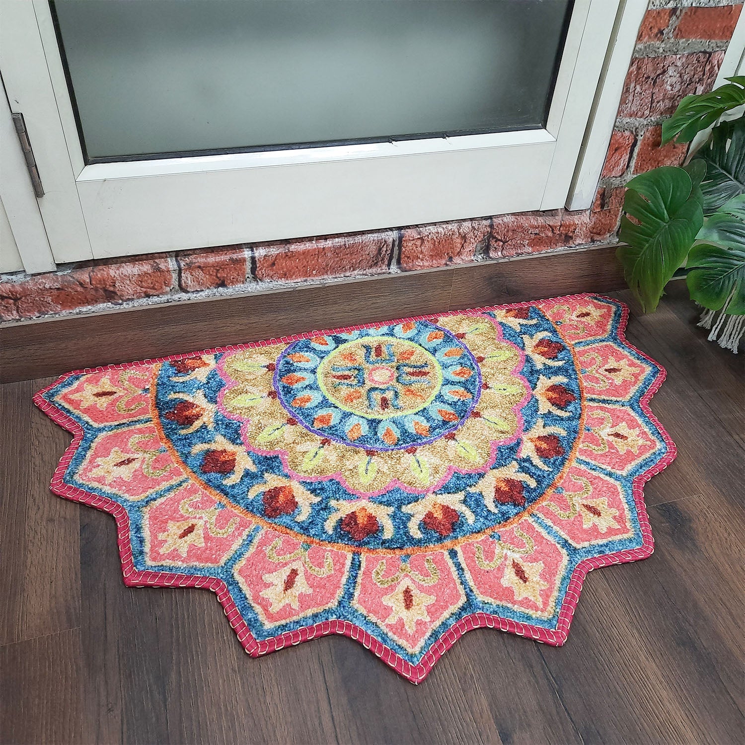 Storilane HandMade Floor Mats in Beautiful Traditional Rangoli Colors | Anti Slip, Durable & Washable | Outdoor & Indoor