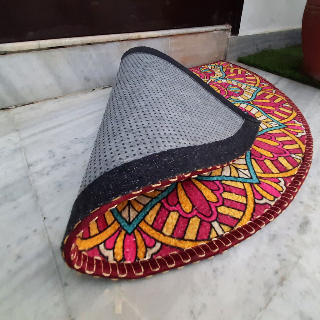 Storilane HandMade Floor Mats in Beautiful Rangoli Design | Anti Slip, Durable & Washable | Outdoor & Indoor