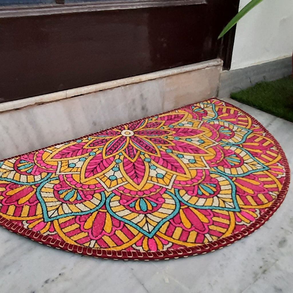 Storilane HandMade Floor Mats in Beautiful Rangoli Design | Anti Slip, Durable & Washable | Outdoor & Indoor