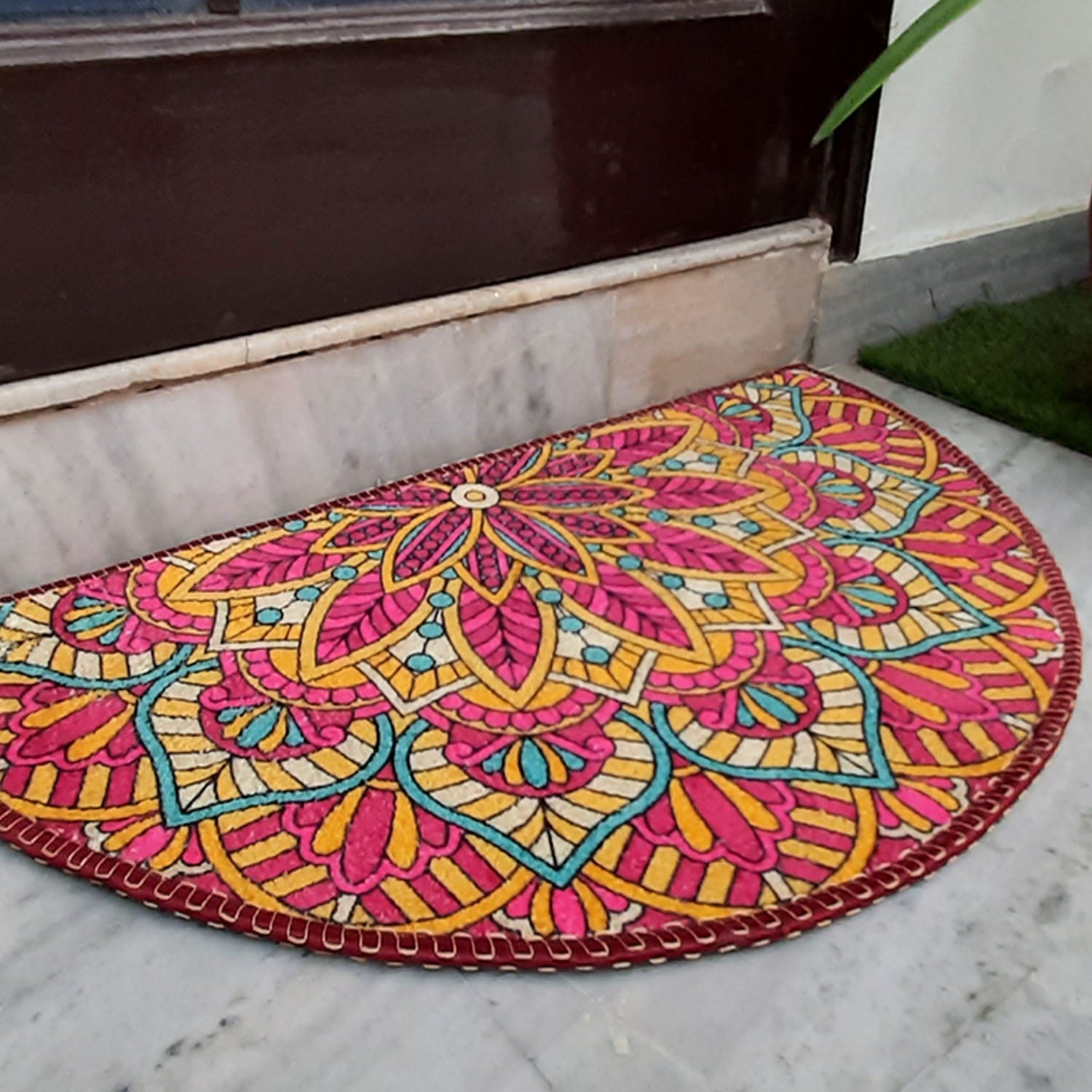 Storilane Floor Mats in Beautiful Rangoli Design | Anti Slip, Durable & Washable | Outdoor & Indoor