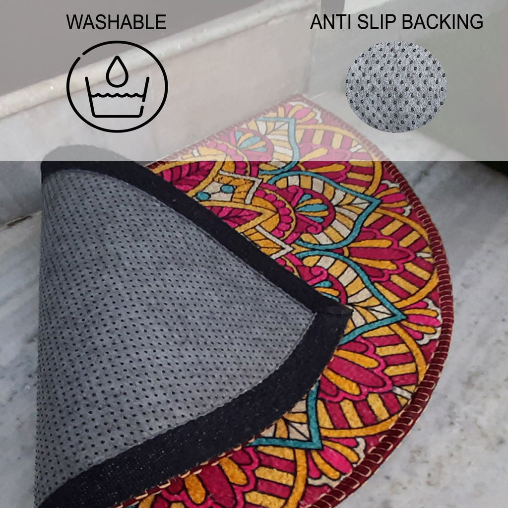 Storilane Floor Mats in Beautiful Rangoli Design | Anti Slip, Durable & Washable | Outdoor & Indoor