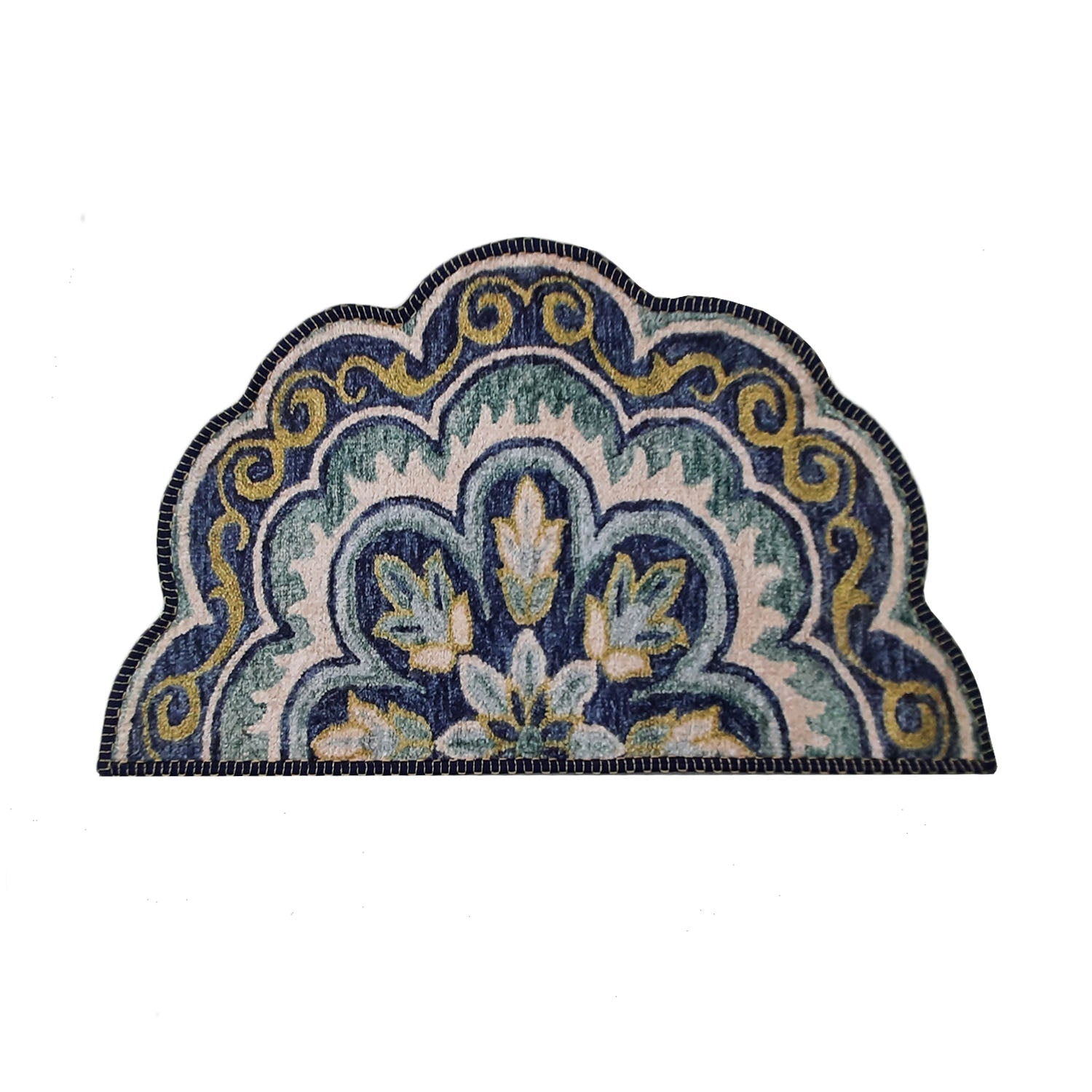 Storilane Floor Mats in Beautiful Rangoli Design | Semi Round Petals | Anti Slip, Durable & Washable | Outdoor & Indoor