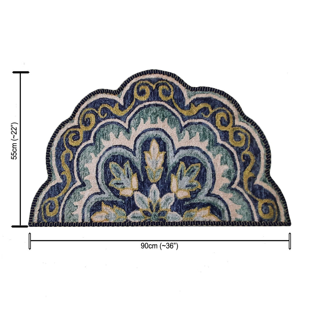 Storilane Floor Mats in Beautiful Rangoli Design | Semi Round Petals | Anti Slip, Durable & Washable | Outdoor & Indoor