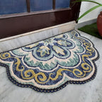 Storilane Floor Mats in Beautiful Rangoli Design | Semi Round Petals | Anti Slip, Durable & Washable | Outdoor & Indoor