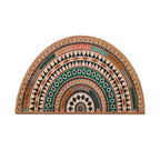 Multicolor half-moon floor mat perfect for welcoming visitors.