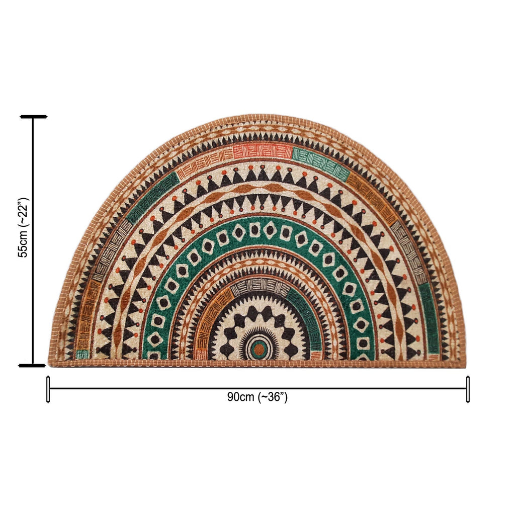 Vibrant geometric entry mat adding charm to modern home décor.
