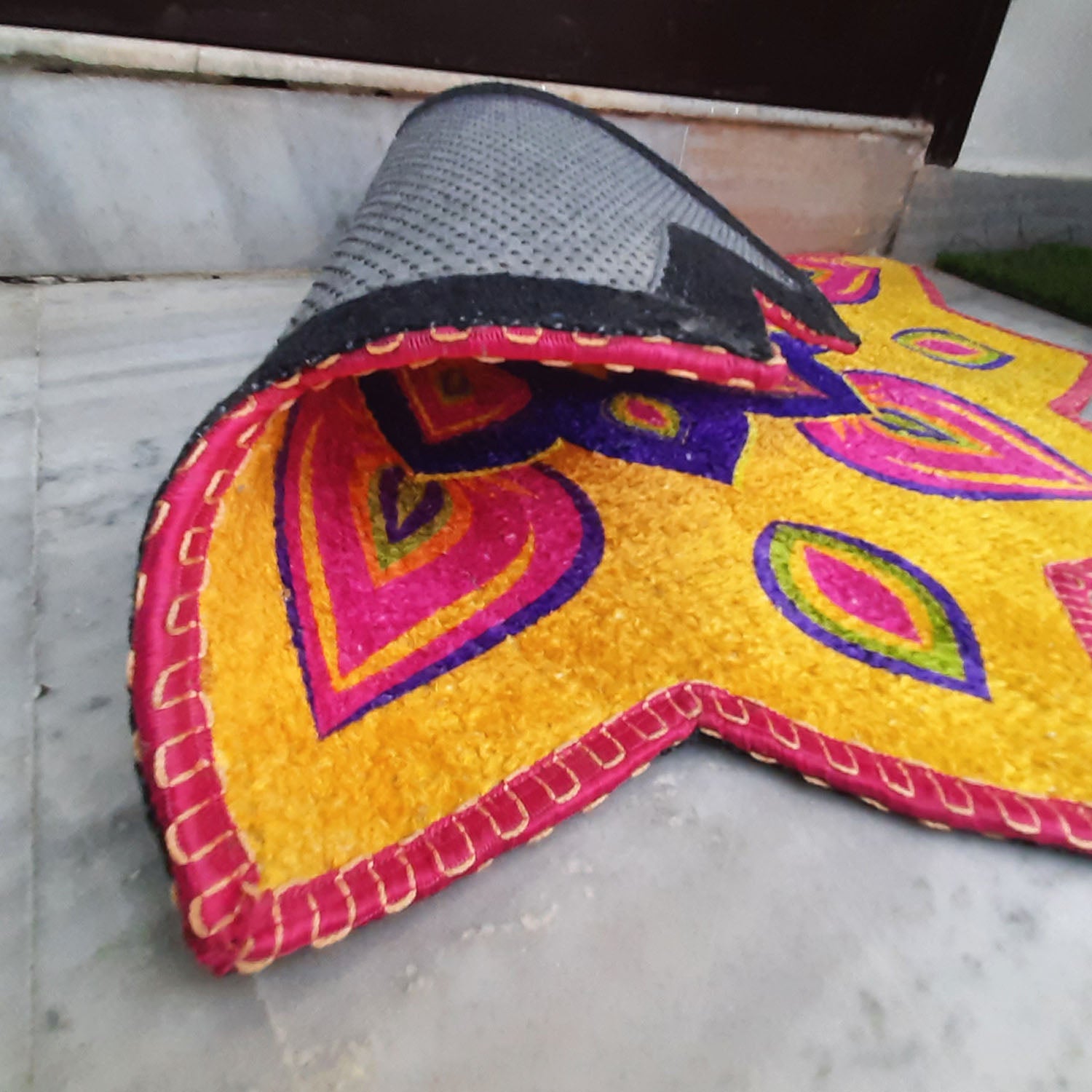 Storilane Floor Mats in Beautiful Rangoli Petals Design | Anti Slip, Durable & Washable | Outdoor & Indoor
