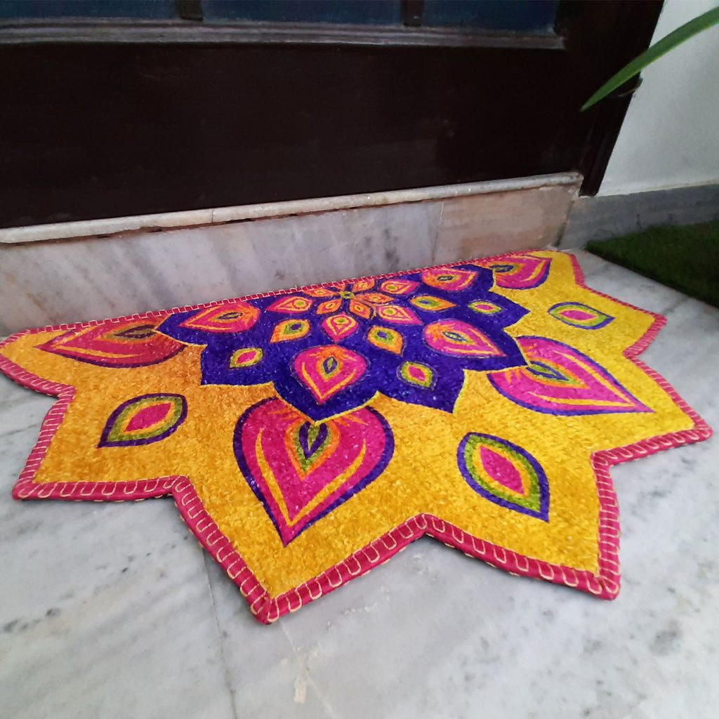 Storilane Floor Mats in Beautiful Rangoli Petals Design | Anti Slip, Durable & Washable | Outdoor & Indoor