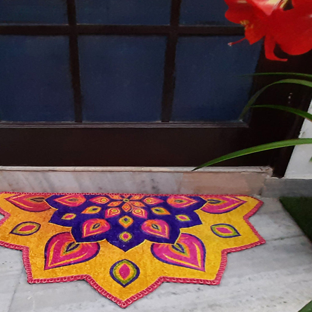 Storilane Floor Mats in Beautiful Rangoli Petals Design | Anti Slip, Durable & Washable | Outdoor & Indoor