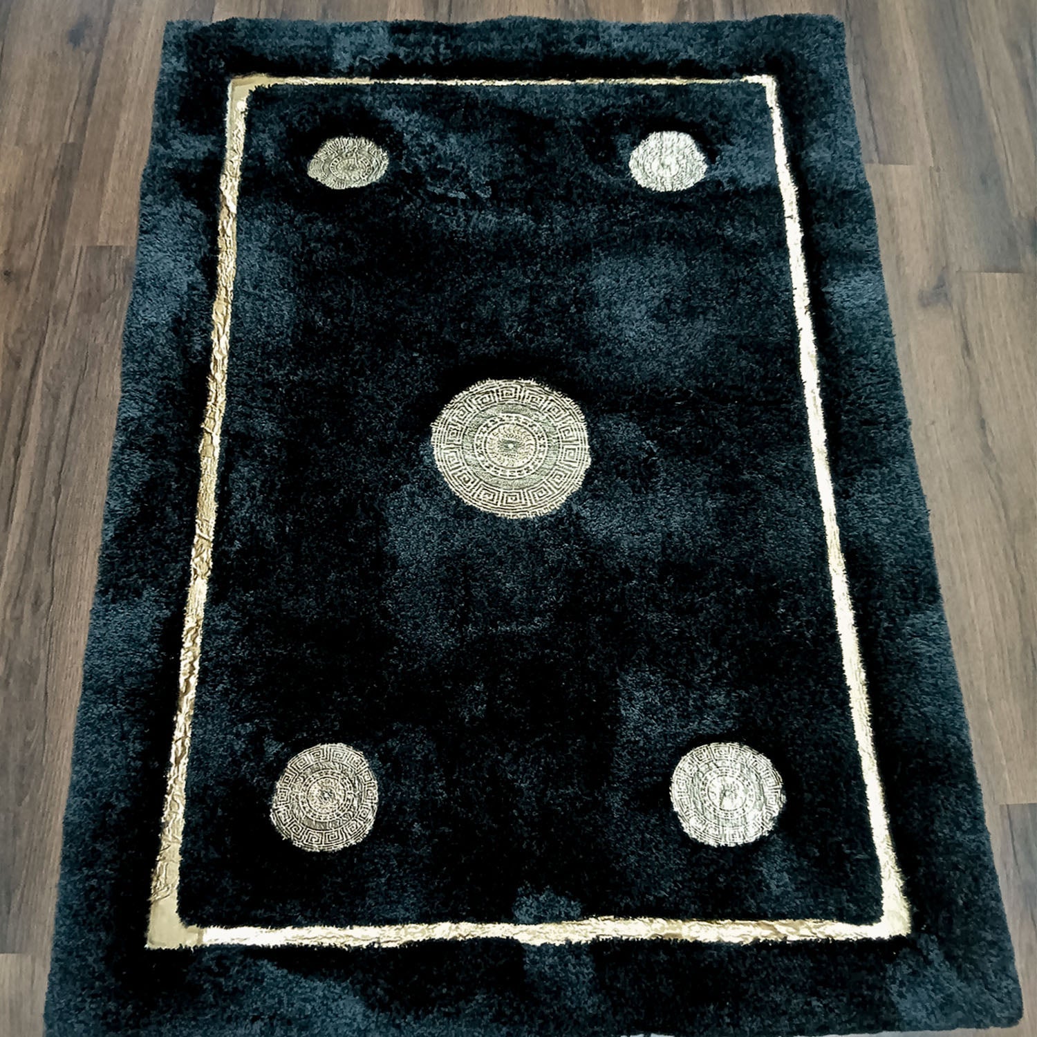 Storilane Hand Tufted Divine Collection- Turkish Carpets | Luxury Golden Touch With Black Soft And Plush Living Room Rugs | Different Sizes | Carpet for Living Room