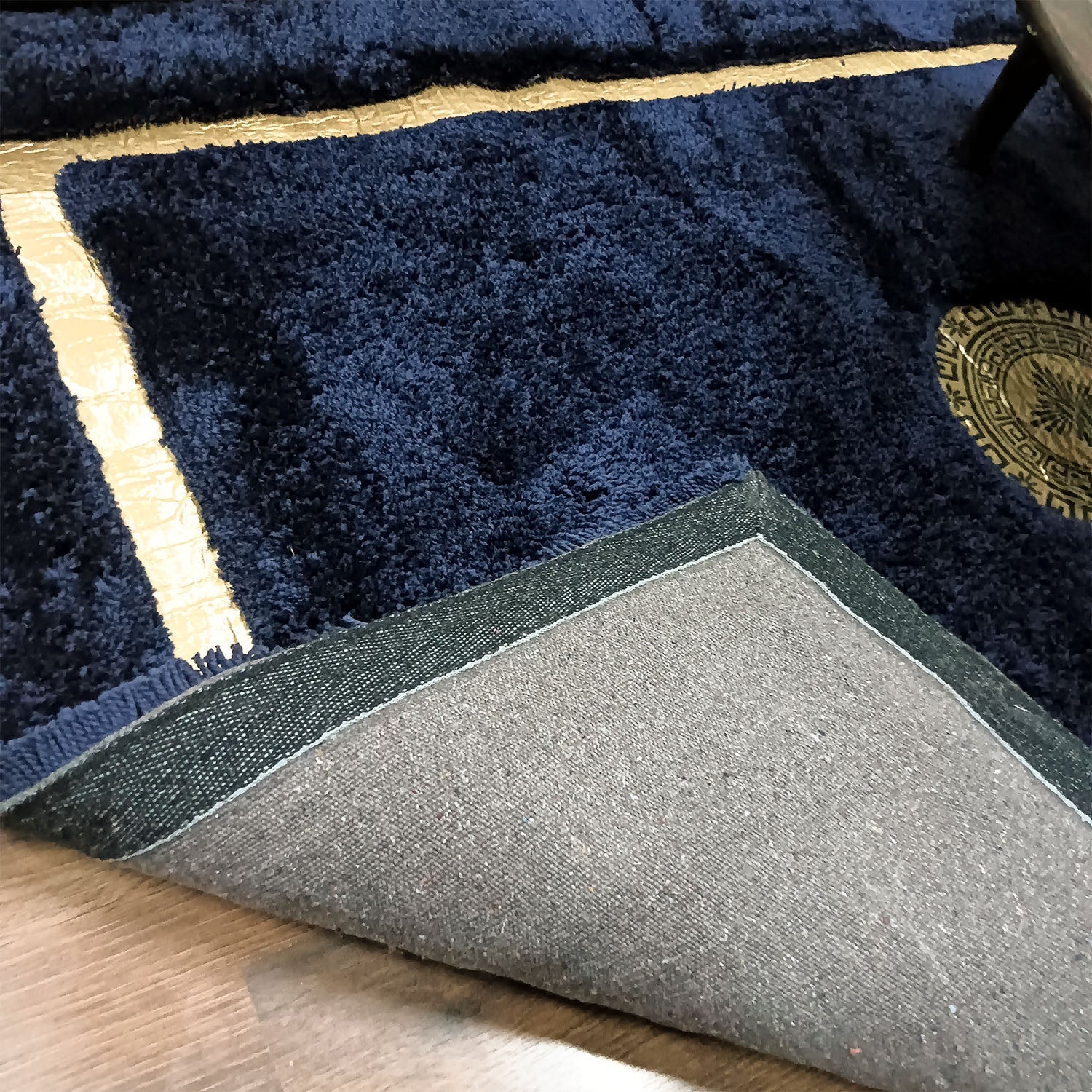 Storilane Hand Tufted Divine Collection- Turkish Carpets | Luxury Golden Touch With Blue Shag Soft And Plush Handmade Living Room Rugs | Different Sizes | Carpet for Living Room