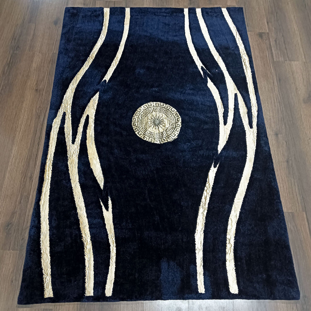 Storilane Hand Tufted Divine Collection- Turkish Carpets | Luxury Golden Touch With Blue Cross Design Soft And Plush Handmade Living Room Rugs | Different Sizes | Carpet for Living Room