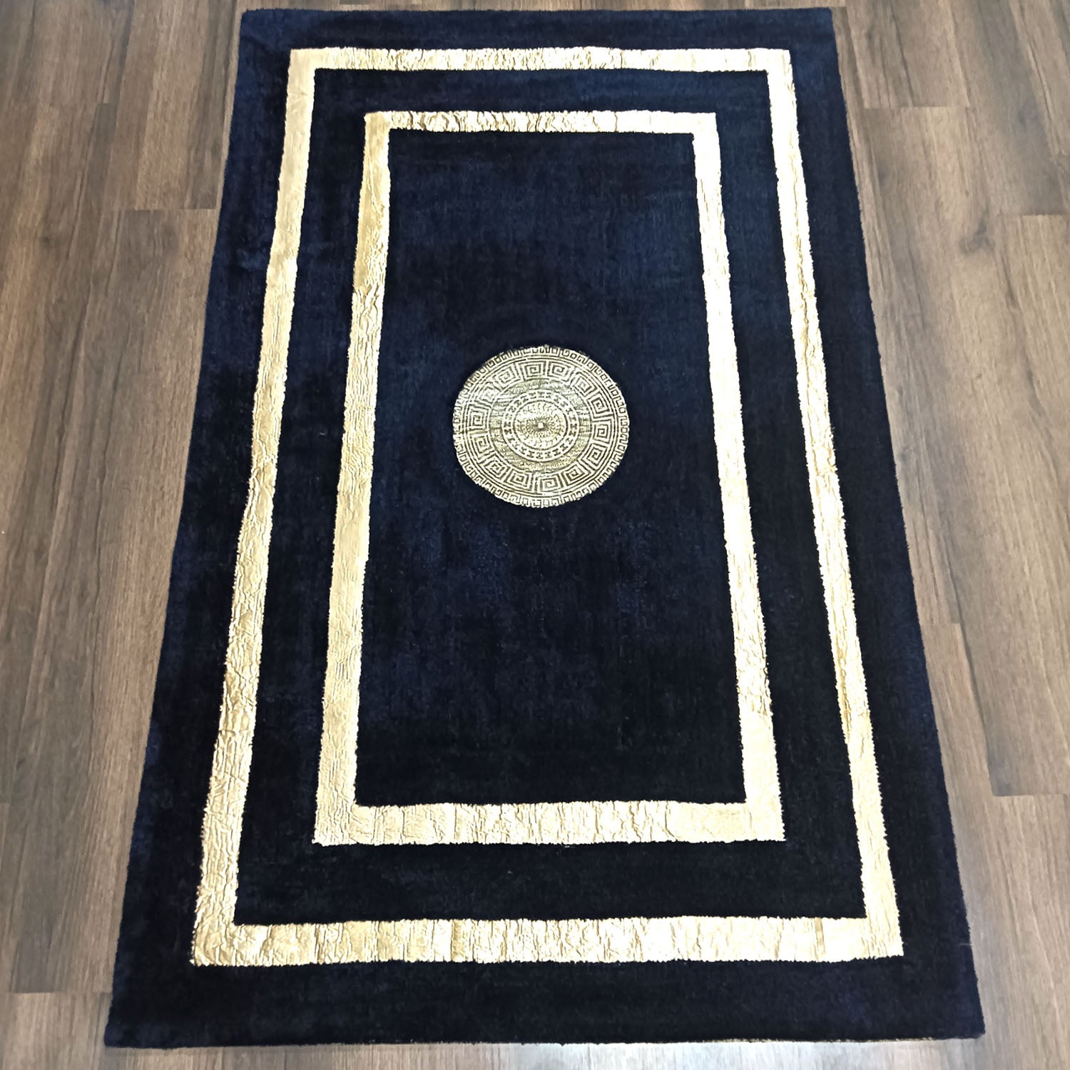 Storilane Hand Tufted Divine Collection- Turkish Carpets | Luxury Golden Touch With Blue Border Soft And Plush Handmade Living Room Rugs | Different Sizes | Carpet for Living Room
