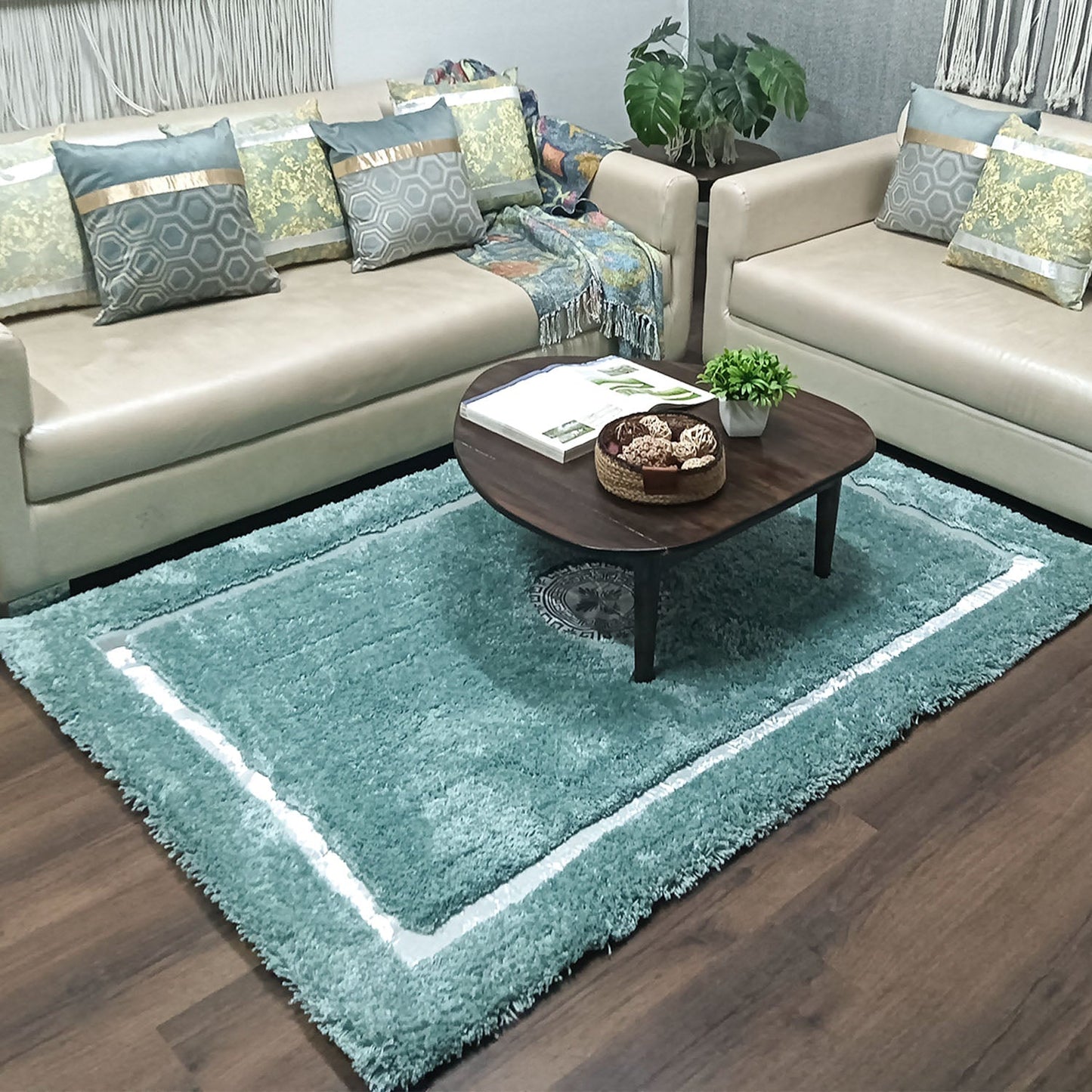 Storilane Hand Tufted Divine Collection- Turkish Carpets | Luxury Silver Touch With Aqua Soft And Plush Handmade Living Room Rugs | Different Sizes | Carpet for Living Room