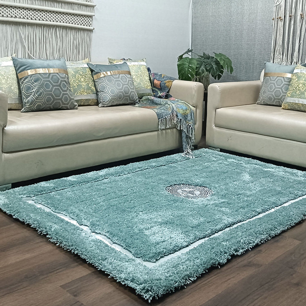 Storilane Hand Tufted Divine Collection- Turkish Carpets | Luxury Silver Touch With Aqua Soft And Plush Handmade Living Room Rugs | Different Sizes | Carpet for Living Room