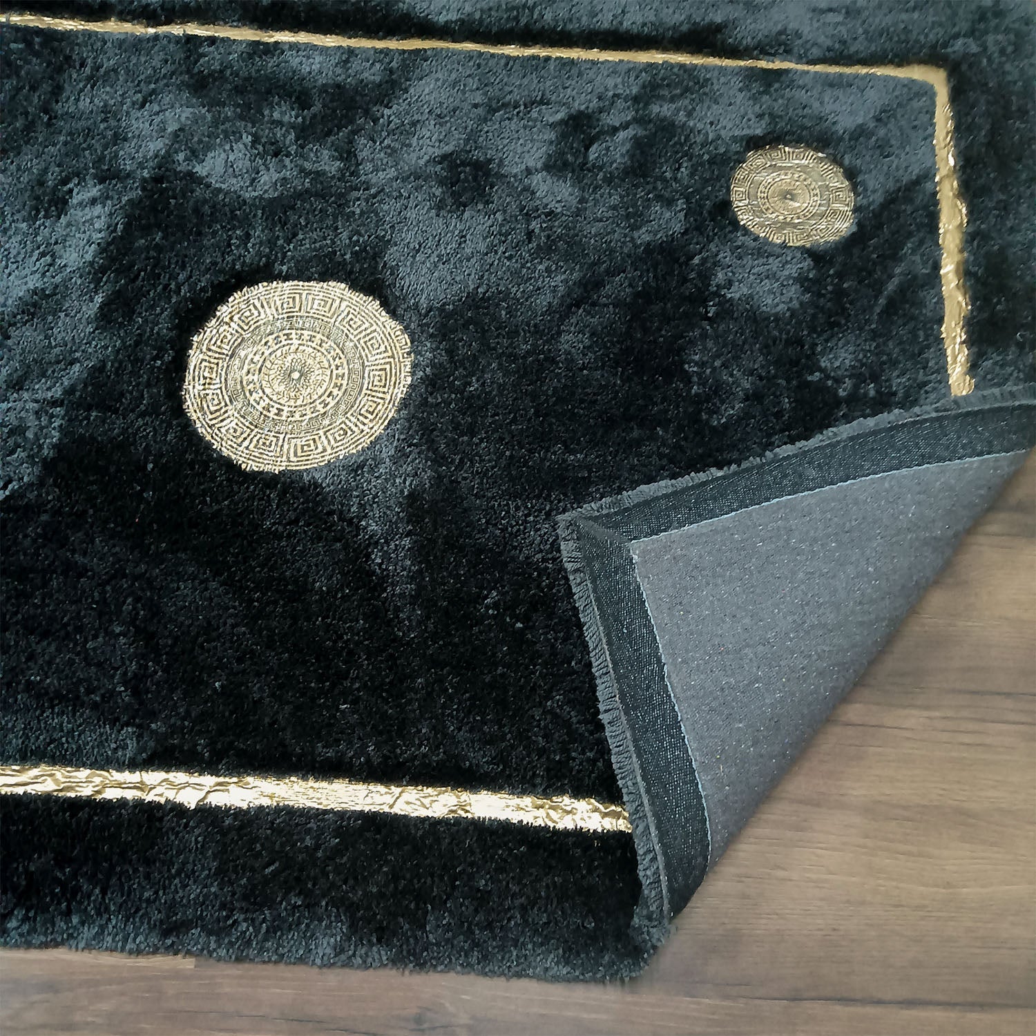 Storilane Hand Tufted Divine Collection- Turkish Carpets | Luxury Golden Touch With Black Soft And Plush Living Room Rugs | Different Sizes | Carpet for Living Room