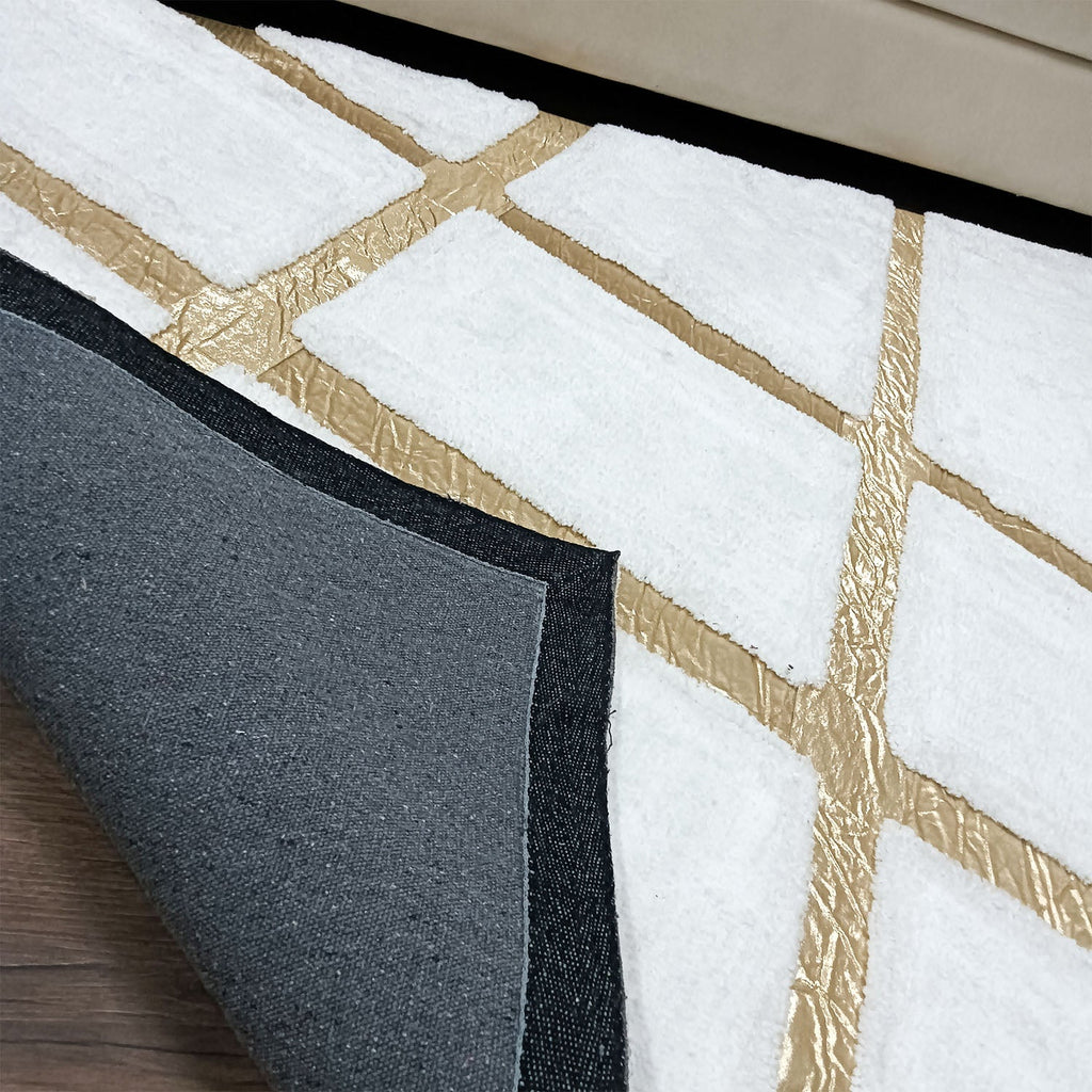 Storilane Hand Tufted Divine Collection- Turkish Carpets | Luxury Golden Touch With White Soft And Plush Living Room Rugs | Different Sizes | Carpet for Living Room