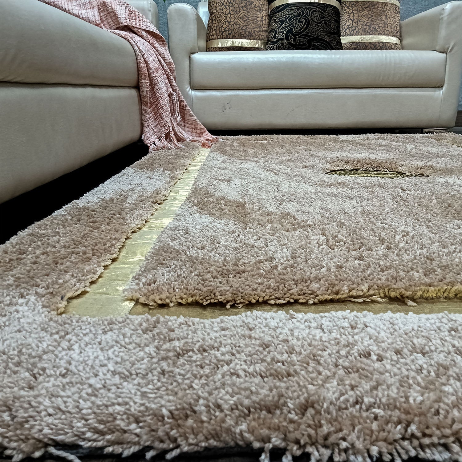 Storilane Hand Tufted Divine Collection- Turkish Carpets | Luxury Golden Touch With Beige/Brown Soft And Plush Handmade Living Room Rugs | Different Sizes | Carpet for Living Room