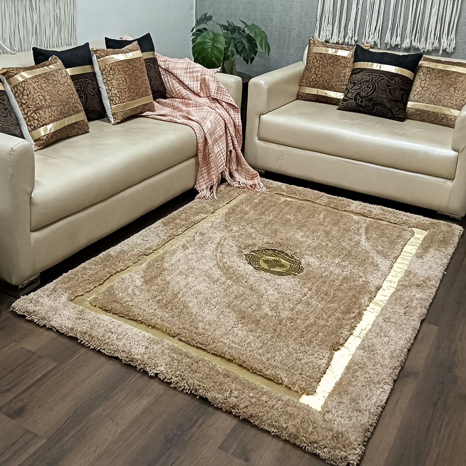 Storilane Hand Tufted Divine Collection- Turkish Carpets | Luxury Golden Touch With Beige/Brown Soft And Plush Handmade Living Room Rugs | Different Sizes | Carpet for Living Room