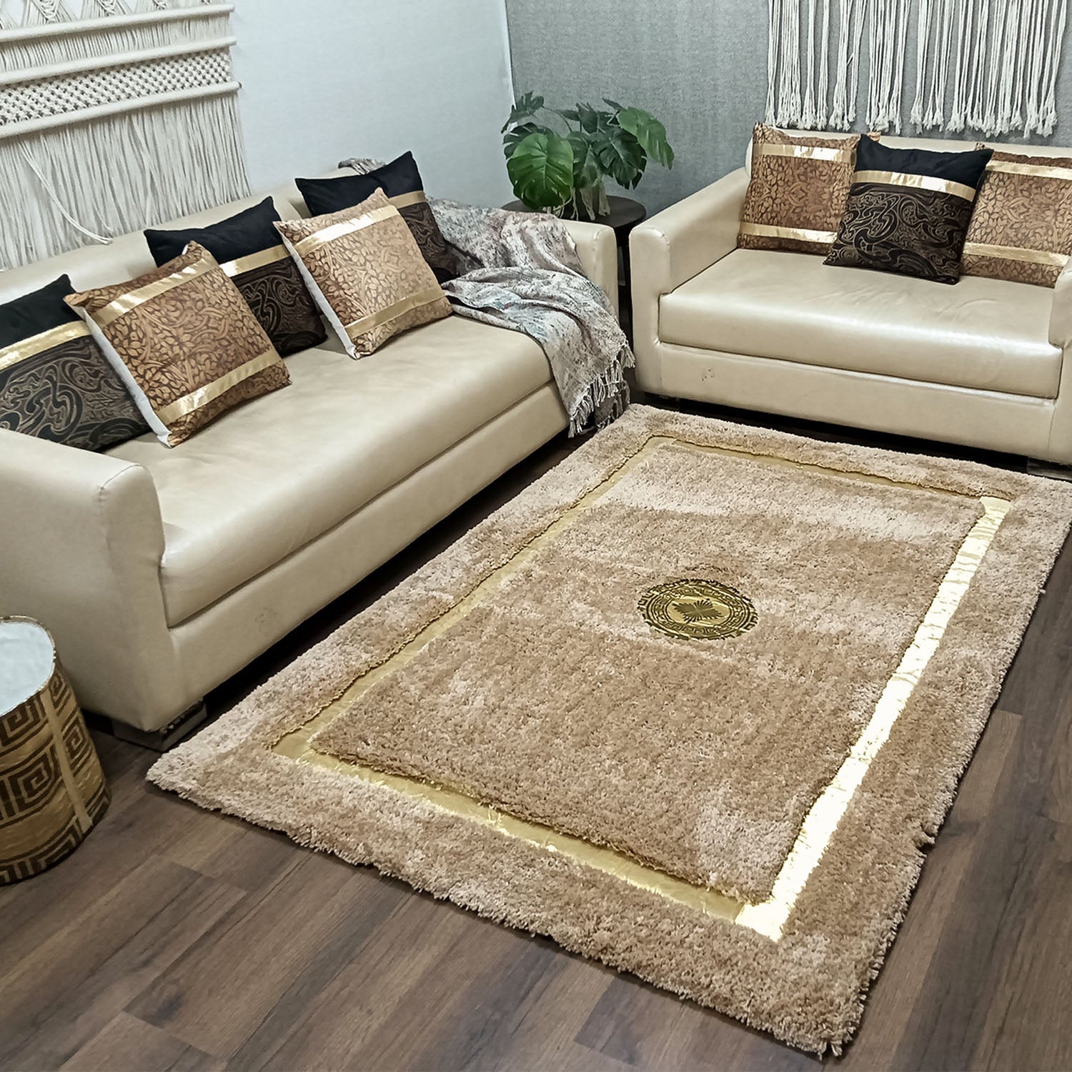 Storilane Hand Tufted Divine Collection- Turkish Carpets | Luxury Golden Touch With Beige/Brown Soft And Plush Handmade Living Room Rugs | Different Sizes | Carpet for Living Room