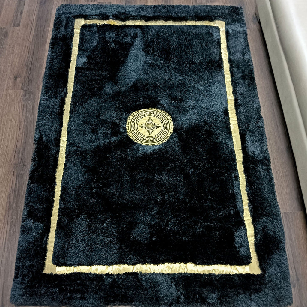Storilane Hand Tufted Divine Collection- Turkish Carpets | Luxury Golden Touch With Black  Soft And Plush Handmade Living Room Rugs | Different Sizes | Carpet for Living Room