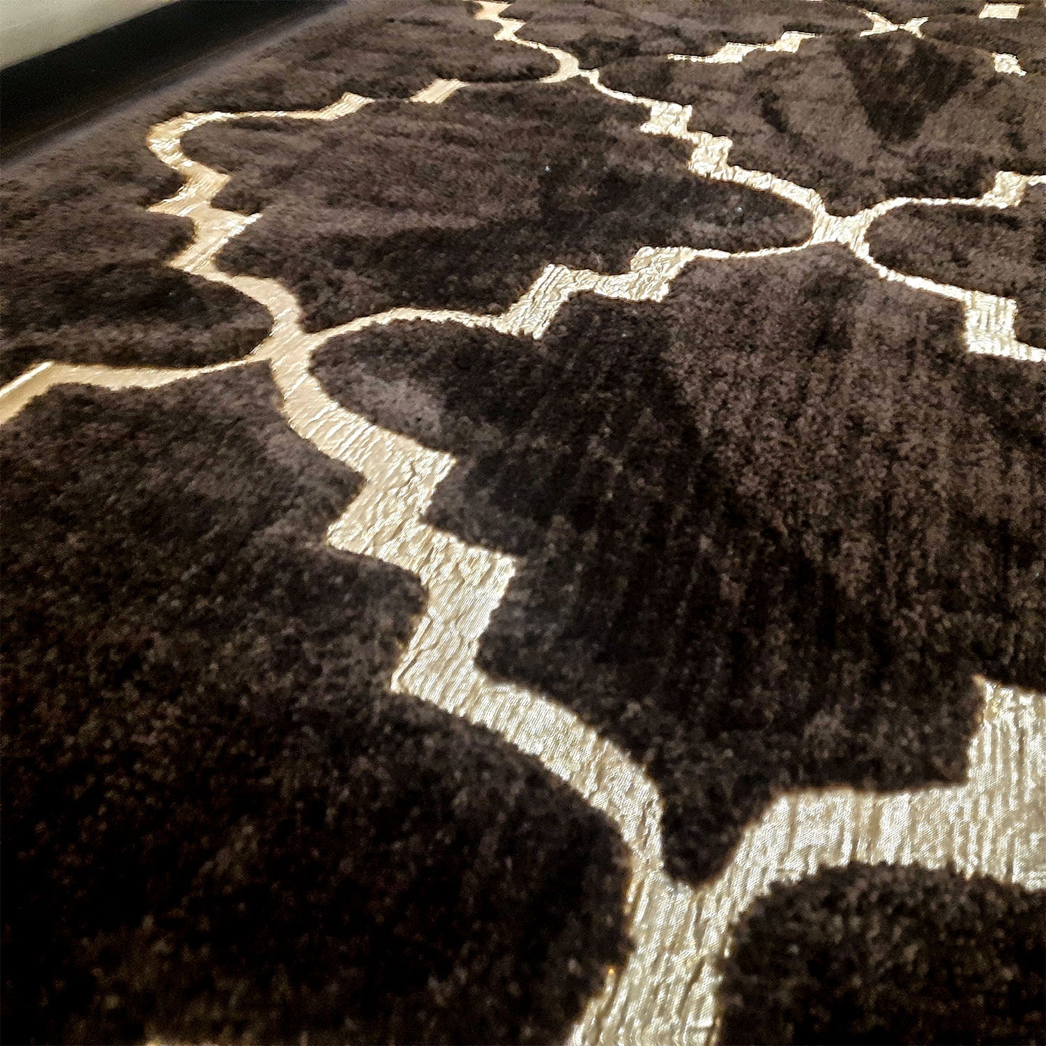 Storilane Hand Tufted Divine Collection- Turkish Carpets | Luxury Golden Touch With Coffee Moroccan Design Soft And Plush Handmade Living Room Rugs | Different Sizes | Carpet for Living Room