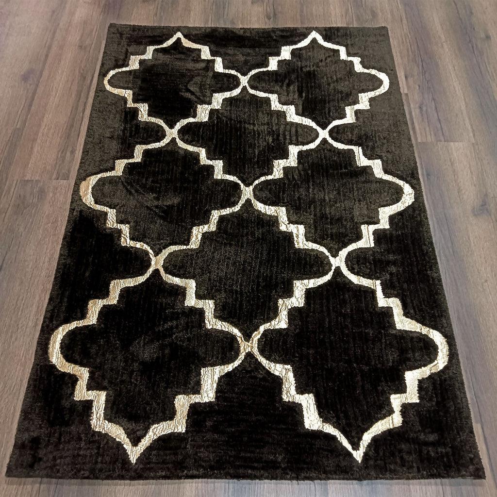 Storilane Hand Tufted Divine Collection- Turkish Carpets | Luxury Golden Touch With Coffee Moroccan Design Soft And Plush Handmade Living Room Rugs | Different Sizes | Carpet for Living Room
