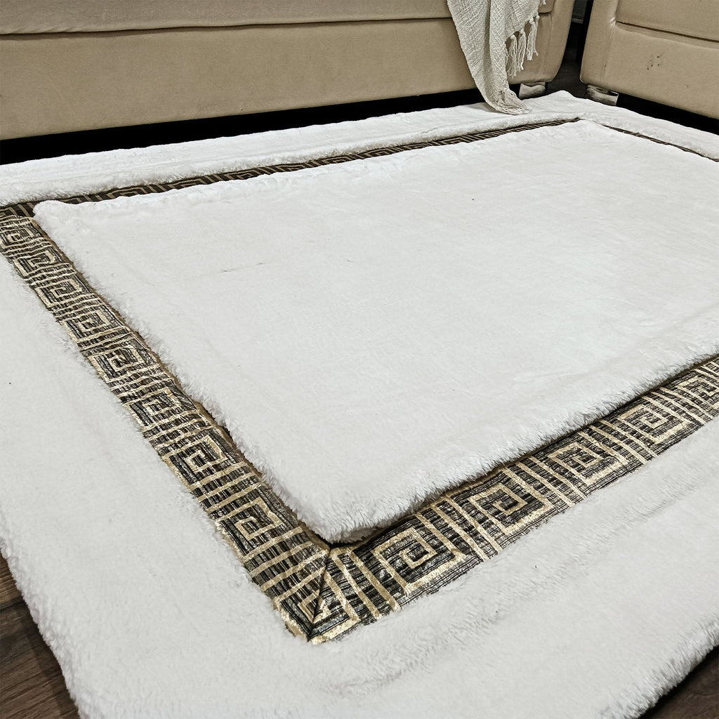 Storilane Hand Tufted Divine Collection- Turkish Carpets | Luxury Golden Touch With White/Cream Plain Soft And Plush Handmade Living Room Rugs | Different Sizes | Carpet for Living Room