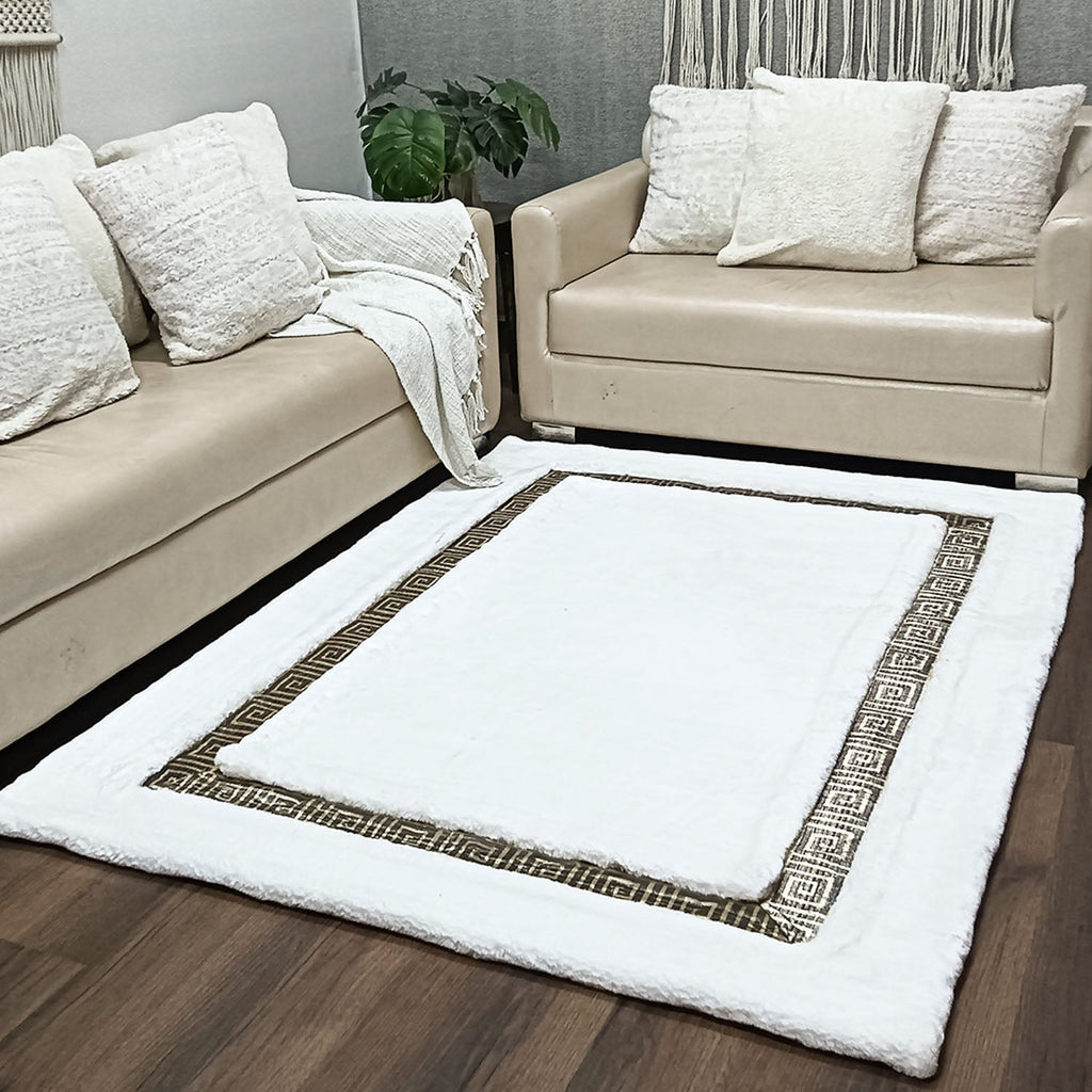 Storilane Hand Tufted Divine Collection- Turkish Carpets | Luxury Golden Touch With White/Cream Plain Soft And Plush Handmade Living Room Rugs | Different Sizes | Carpet for Living Room