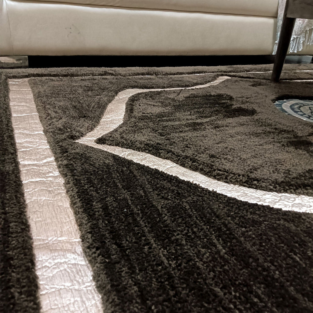 Storilane Hand Tufted Divine Collection- Turkish Carpets | Luxury Golden Touch With Coffee Ethnic Design Soft And Plush Handmade Living Room Rugs | Different Sizes | Carpet for Living Room