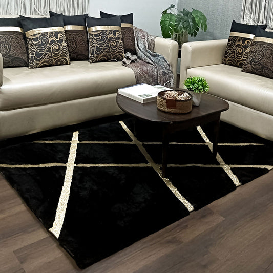 Storilane Hand Tufted Divine Collection- Turkish Carpets | Luxury Golden Touch With Black Cross Soft And Plush Handmade Living Room Rugs | Different Sizes | Carpet for Living Room