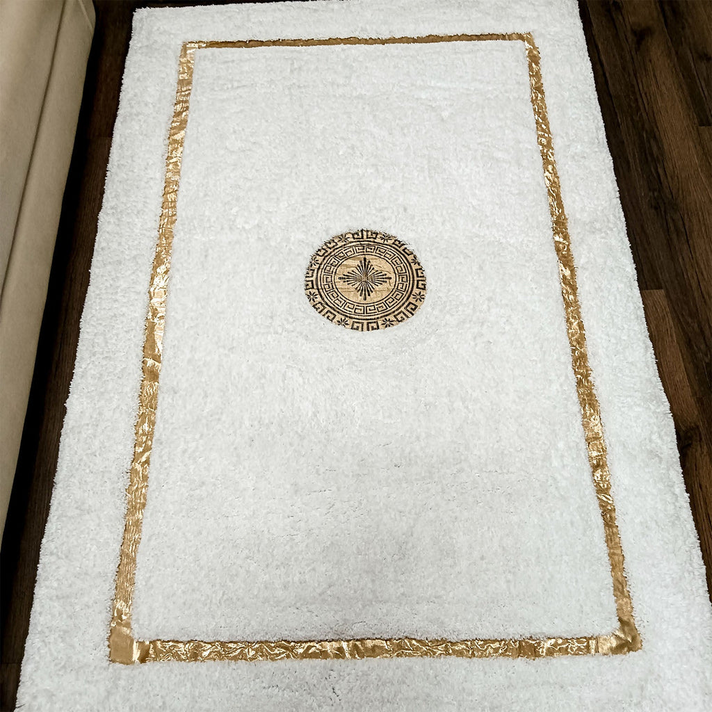 Storilane Hand Tufted Divine Collection- Turkish Carpets | Luxury Golden Touch With White/Cream Border Soft And Plush Handmade Living Room Rugs | Different Sizes | Carpet for Living Room